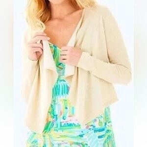 Lilly Pulitzer Colony Cardigan metallic gold open drape 
Xs